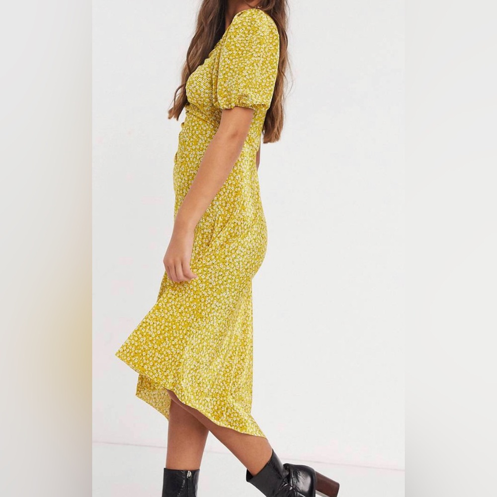ASOS Yellow Floral Midi Dress